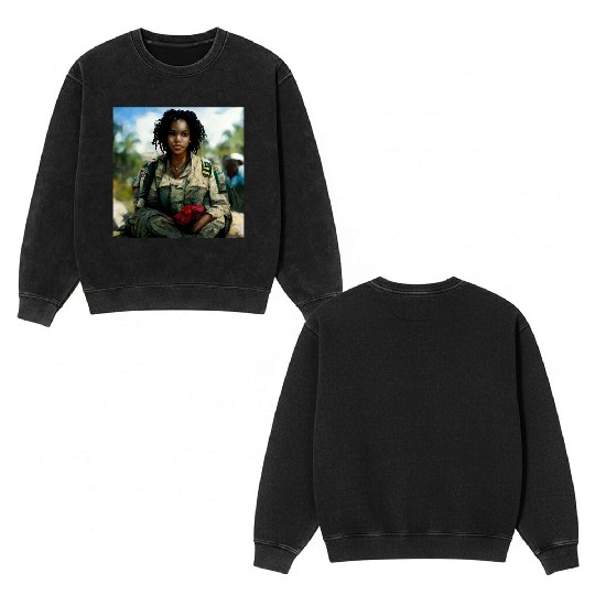 Beautiful US army combat medic painting Double Sided Mineral Wash Sweatshirts