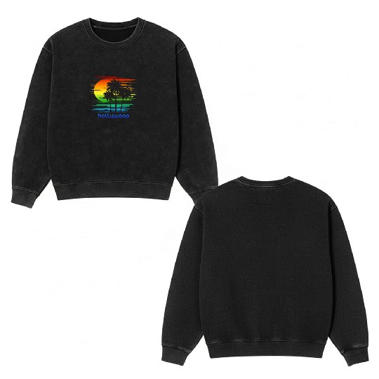 Hollywood California LGBTQ Rainbow Flag Pride Double Sided Mineral Wash Sweatshirts