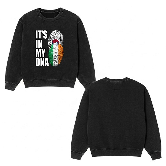 South Korean And Irish Mix Heritage DNA Flag Double Sided Mineral Wash Sweatshirts
