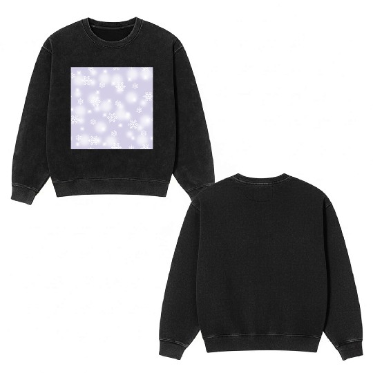Lavender Snowflakes Pattern Double Sided Mineral Wash Sweatshirts