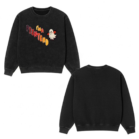 Double Sided Mineral Wash Sweatshirts petend i'm a vampire ,Double Sided Mineral Wash Sweatshirts halloween,horro