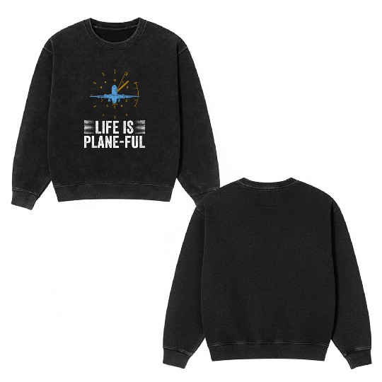 Airline Pilot Aviation Themed Pun For a Corporate Double Sided Mineral Wash Sweatshirts