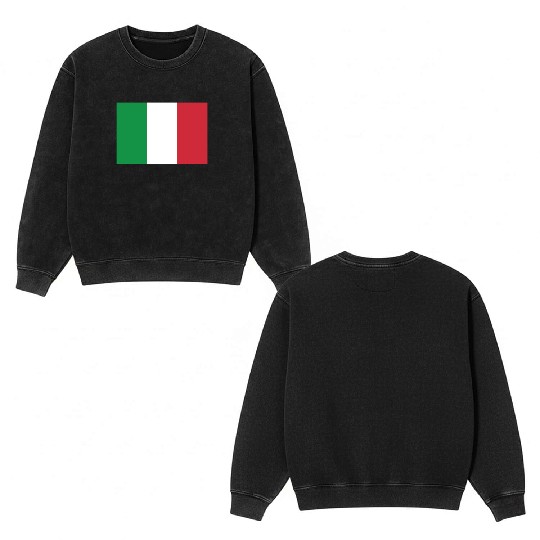 Official Italy Flag Italian Italia Country Pride Double Sided Mineral Wash Sweatshirts
