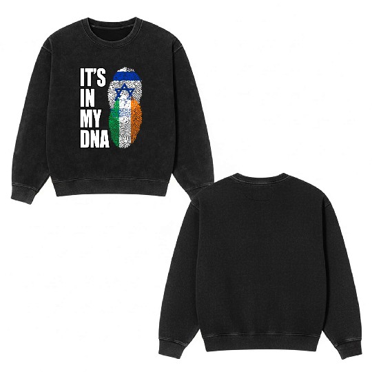Israel And Irish Mix Heritage DNA Flag Double Sided Mineral Wash Sweatshirts