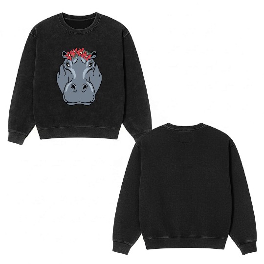 She is Hippo Double Sided Mineral Wash Sweatshirts