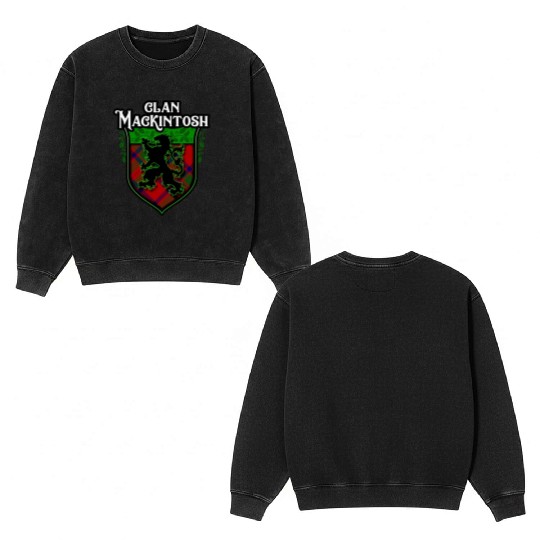 Clan MacKintosh Scottish Tartan Rampant Lion Celts Double Sided Mineral Wash Sweatshirts