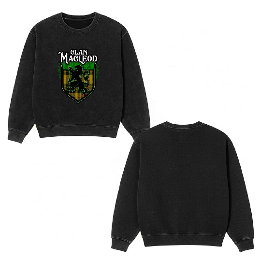Clan MacLeod Scottish Tartan Rampant Lion Celtic Double Sided Mineral Wash Sweatshirts