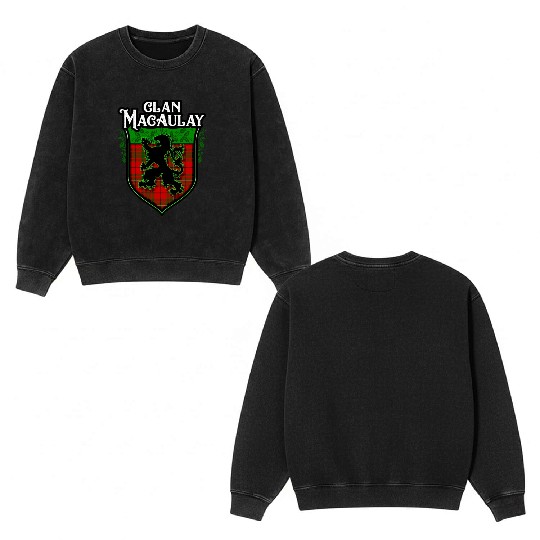 Clan MacAulay Scottish Tartan Rampant Lion Celtic Double Sided Mineral Wash Sweatshirts