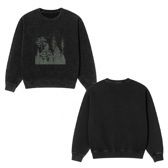 Dark Forest Outdoor Nature Camper Double Sided Mineral Wash Sweatshirts