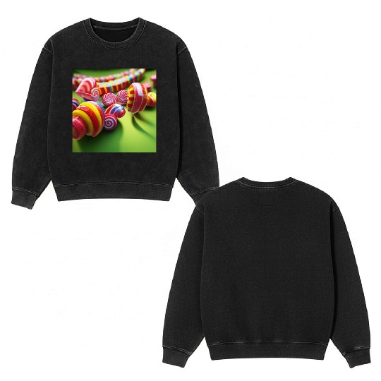 A glimpse into candy land version 1 Double Sided Mineral Wash Sweatshirts