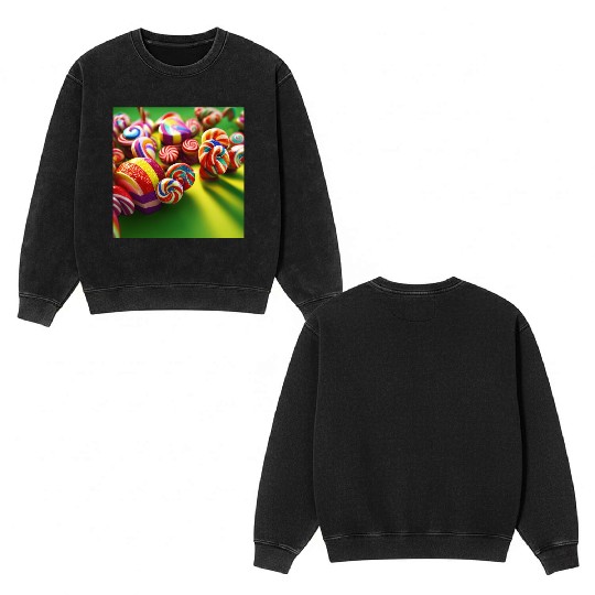 A glimpse into candy land version 2 Double Sided Mineral Wash Sweatshirts