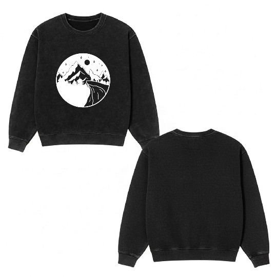 Wolf on the Mountain Double Sided Mineral Wash Sweatshirts