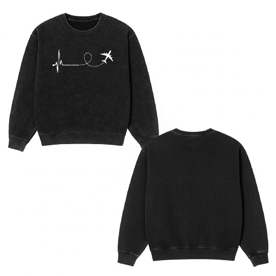 Traveling With Airplane Double Sided Mineral Wash Sweatshirts