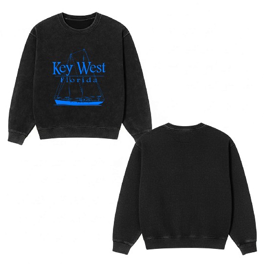 Sailing Key West Florida Vacation Double Sided Mineral Wash Sweatshirts