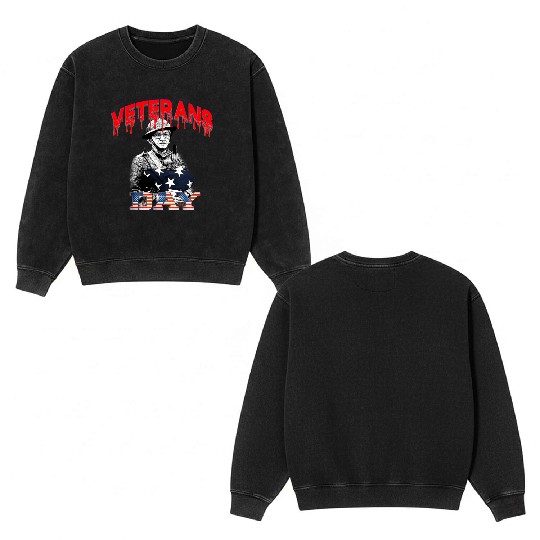 Veterans Day Double Sided Mineral Wash Sweatshirts