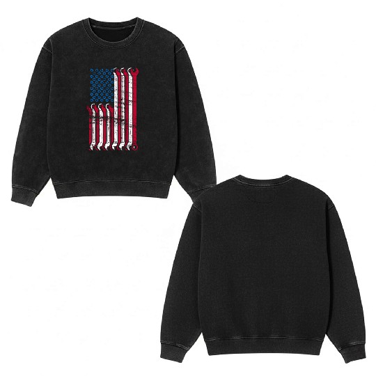 American Flag Mechanic Combination Wrenches Double Sided Mineral Wash Sweatshirts