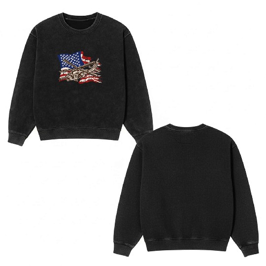 Helicopter with american flag background - chopper Double Sided Mineral Wash Sweatshirts