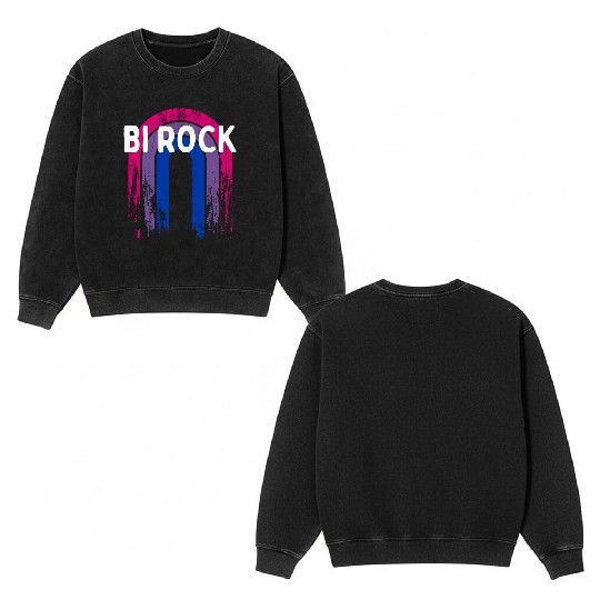 Bi Rock Bisexual LGBTQ Bi Pride LGBT Lesbian Gay Double Sided Mineral Wash Sweatshirts