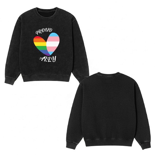 LBGT Flag Gay Pride Human Vintage Rainbow Double Sided Mineral Wash Sweatshirts