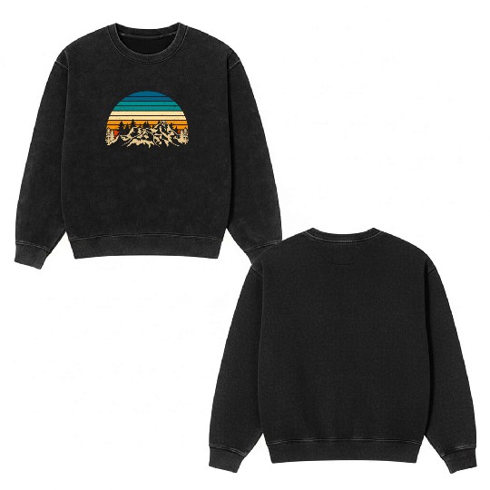 Wildlife Trees Outdoors Nature Retro Forest Double Sided Mineral Wash Sweatshirts