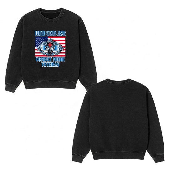 Combat Medic 4th Award Memorable Us Double Sided Mineral Wash Sweatshirts