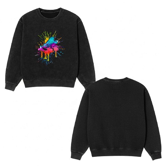 Piano, Pianist Double Sided Mineral Wash Sweatshirts