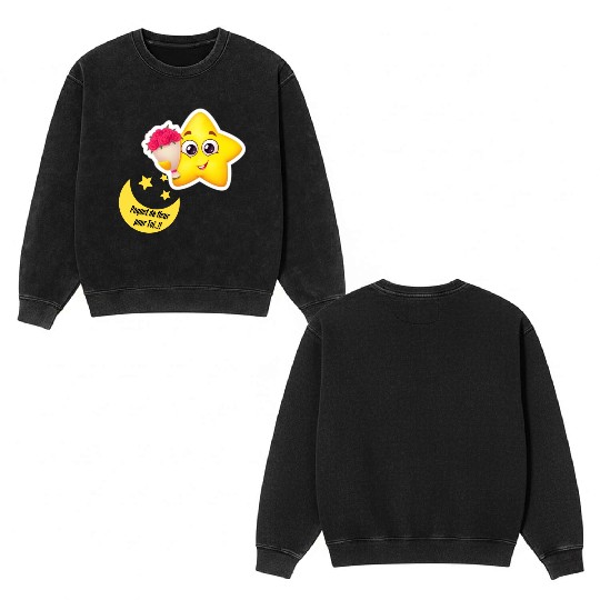 Design d'étoile et lune Double Sided Mineral Wash Sweatshirts