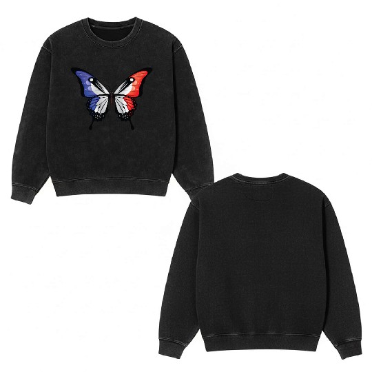 France Swallowtail Butterfly Flag Double Sided Mineral Wash Sweatshirts