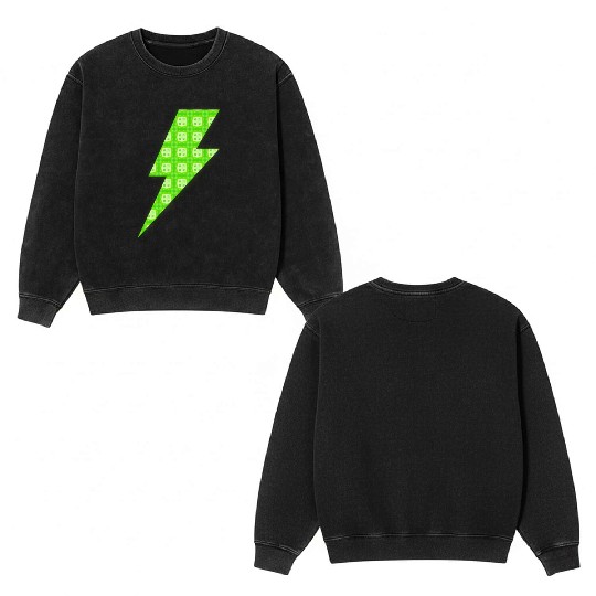 Patterned Lightning Symbol Double Sided Mineral Wash Sweatshirts