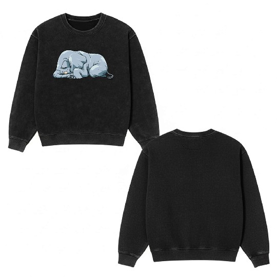 Cute Sleeping Elephant for a Elephant Lover Double Sided Mineral Wash Sweatshirts
