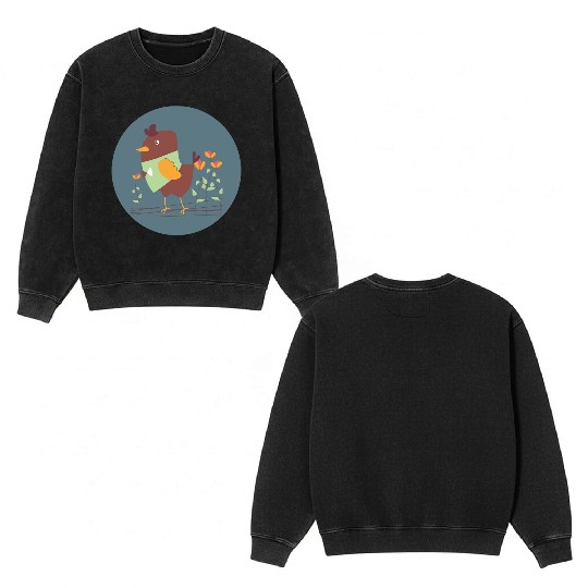 Kawaii cute chicken for farmers own farm animals Double Sided Mineral Wash Sweatshirts