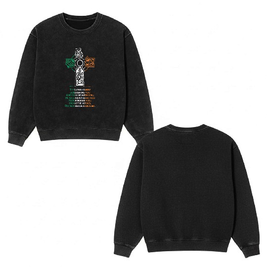 Celtic cross Double Sided Mineral Wash Sweatshirts
