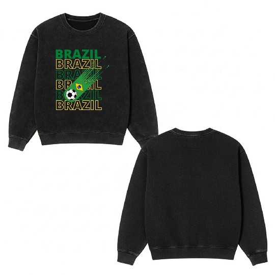 Retro World Brazil Soccer Double Sided Mineral Wash Sweatshirts
