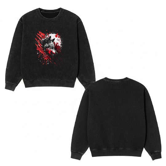 Blood Wolf Double Sided Mineral Wash Sweatshirts
