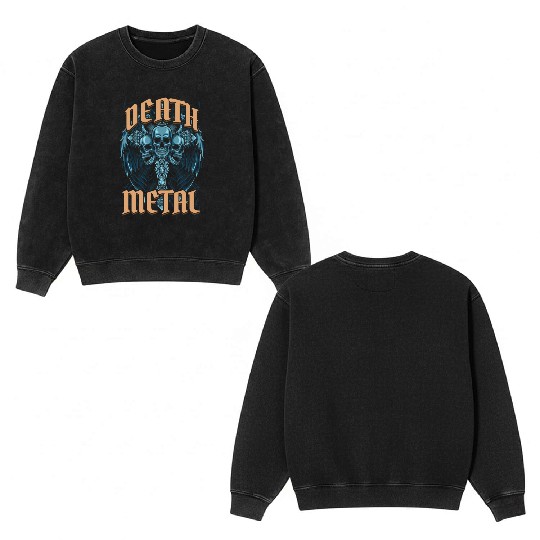 Goth Rock Satan Festivals Death Metal Double Sided Mineral Wash Sweatshirts