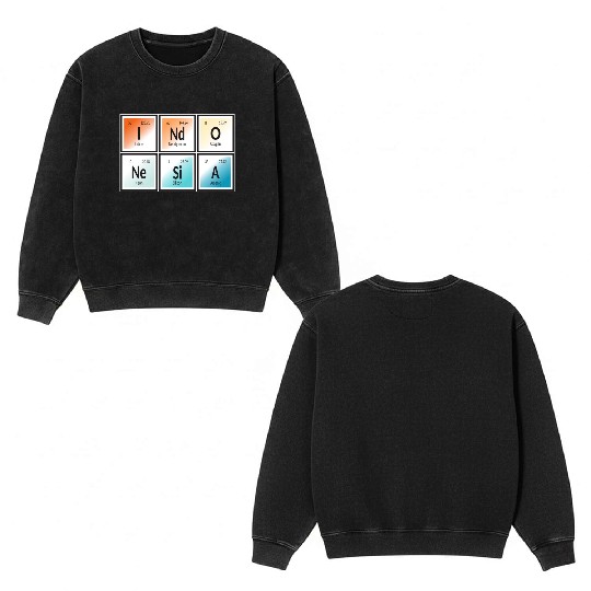 Indonesia | Periodic Table of Elements Double Sided Mineral Wash Sweatshirts