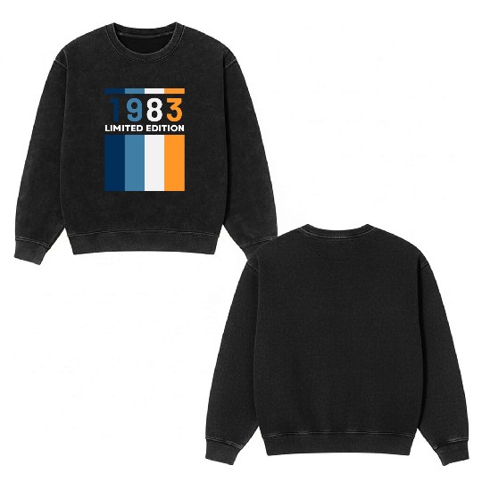 40 Years Vintage 1983 Retro 40th Birthday Double Sided Mineral Wash Sweatshirts