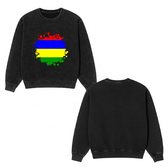 Mauritius blob flag design Double Sided Mineral Wash Sweatshirts
