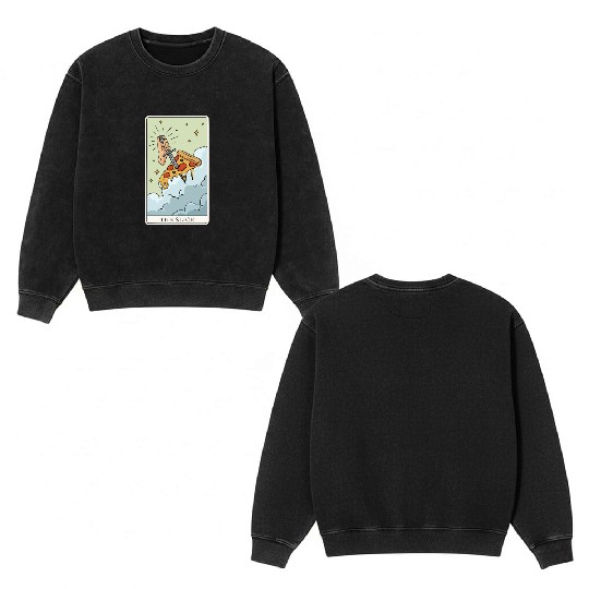 Pizza Tarot Card "The Slice" for a Tarot Reader Double Sided Mineral Wash Sweatshirts