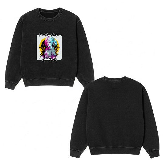 Graffiti Style - Punk Girl In Town 8 Double Sided Mineral Wash Sweatshirts