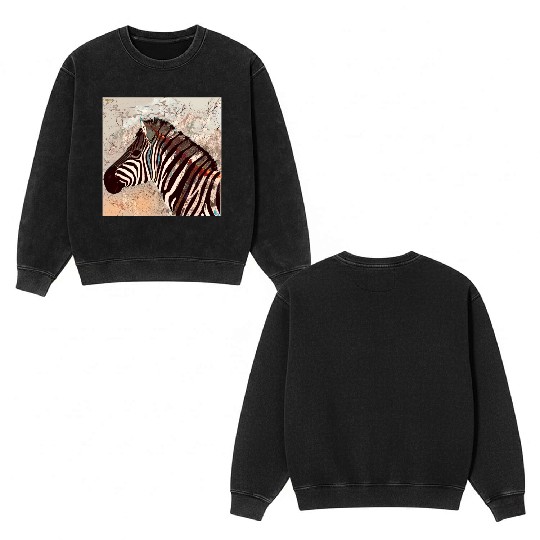 Zebra with neon colors Double Sided Mineral Wash Sweatshirts