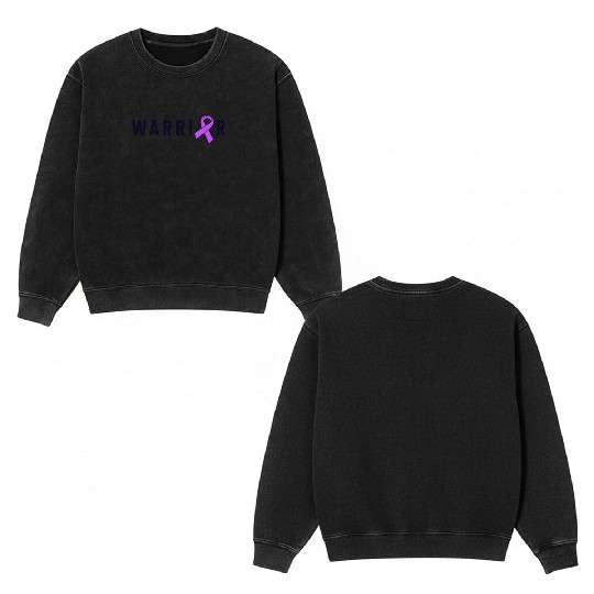 Epilepsy Warrior Men Dad Father Purple Ribbon Double Sided Mineral Wash Sweatshirts