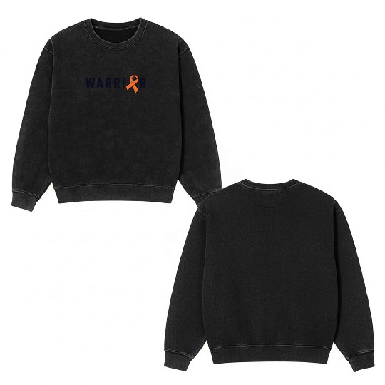 Leukemia Warrior Lymphoma Cancer Orange Ribbon Double Sided Mineral Wash Sweatshirts