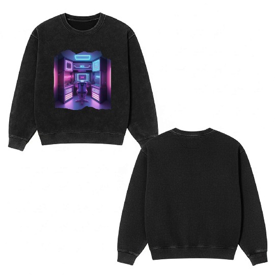 Future Isometric Room Gamer Studio Double Sided Mineral Wash Sweatshirts