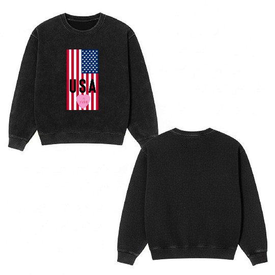 USA Stars and Stripes Double Sided Mineral Wash Sweatshirts