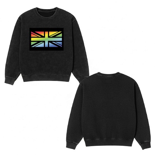 Union Jack / Rainbow Flag (Britain / UK / Poster) Double Sided Mineral Wash Sweatshirts