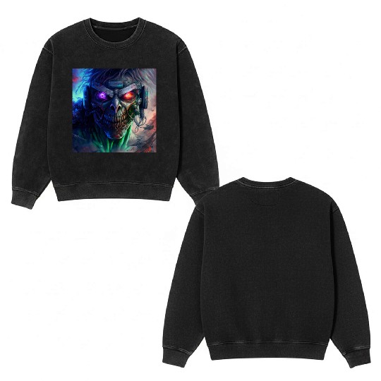 ZOMBIE IRON MAIDEN (version 12) Double Sided Mineral Wash Sweatshirts