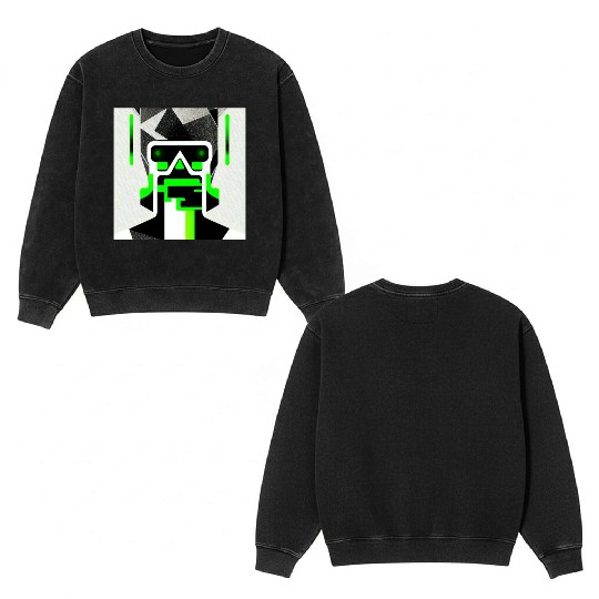 Cyberpunk Inspired Green Theme KeyLead Double Sided Mineral Wash Sweatshirts