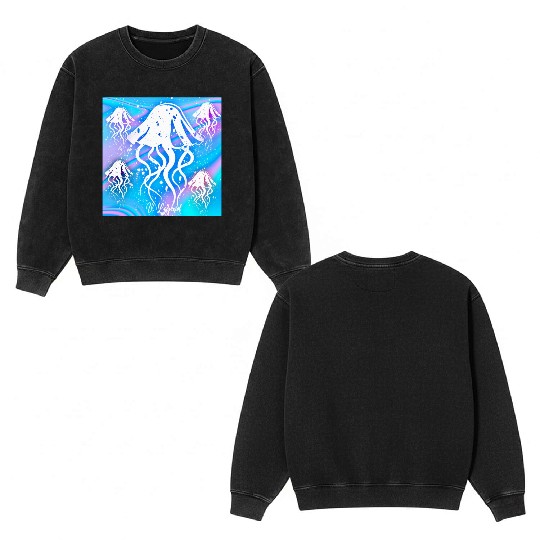 V-Legend: Fantasy Jellyfish Double Sided Mineral Wash Sweatshirts