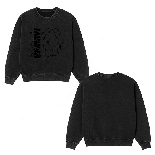 Cavalier King Charles Spaniel Profile dog mom Double Sided Mineral Wash Sweatshirts